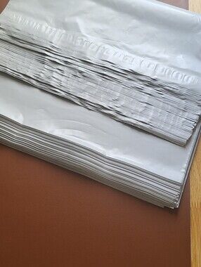 White Poly Mailer Bags with Black Peel & Seal Strip - 100 Pack